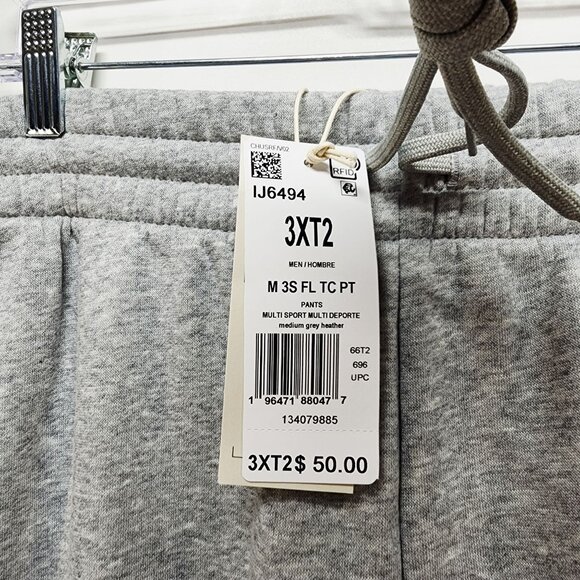 Adidas Mens Size 3XLT Gray Jogger Pants W/ White Stripes Drawstring Waist - Picture 2 of 10